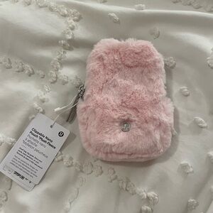 Lululemon pink plush bag charm pouch